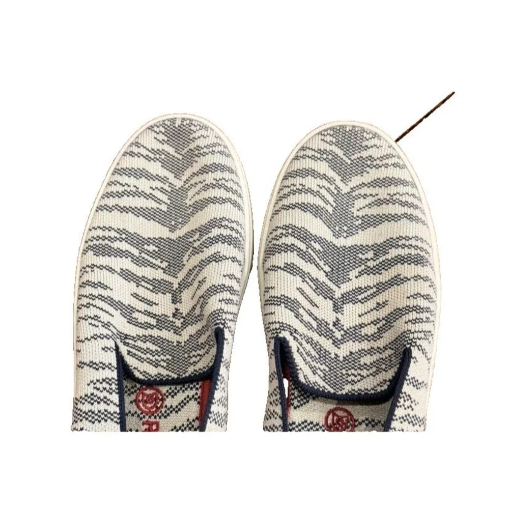 Rothy’s Women' Size 6.5 The Sneaker Maritime Tiger Knit Slip On Tan Retired
